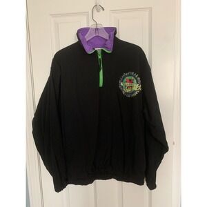 Vuarnet France Black Purple Neon Zip Pullover Jacket Windbreaker Size M